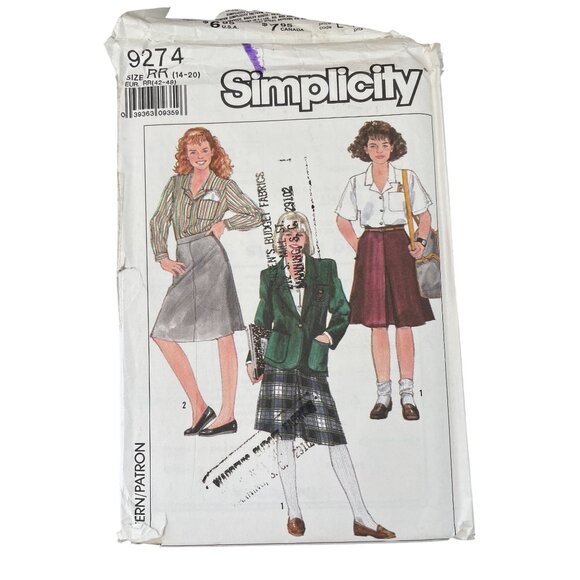 Simplicity 9274 School Uniform Pattern Size RR 14-20 Jacket Blouses Skirts UNCUT - Picture 1 of 6